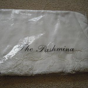 - White warm Pashmina shawl 100% viscose 78 inches x 29 inches
